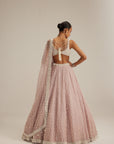 Ash Pink Pearl Drop Organza Lehenga Set