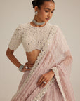 Ash Pink Pearl Drop Lehenga With High Neck Blouse