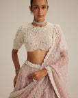 Ash Pink Pearl Drop Lehenga With High Neck Blouse