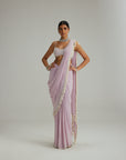 Lavender Draped Saree Set