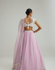 Lavender Mirror And Pearl Lehenga Set
