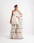 White Multi Tier Multi Color Sharara Set