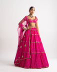 Fuschia Multi Tier Lehenga Set