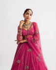 Deep Coral Single Tier Lehenga Set