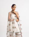White Multi Tier Multi Color Sharara Set
