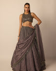 Metallic Grey Linear Lehenga Set