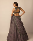 Metallic Grey Linear Lehenga Set