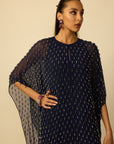 Deep Blue Silver Drop Kaftan