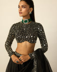 Black Tassel Dupatta Lehenga Set