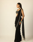 Black Georgette Tassel Saree