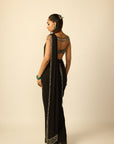 Black Georgette Tassel Saree