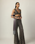 Metallic Grey Sharara Pant Set