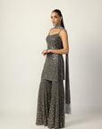 Metallic Grey Sharara With Kurta Set