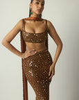 Metallic Copper Pencil Skirt Set
