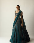 Dark Teal Linear Lehenga Set