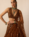 Metallic Copper Lehenga Set