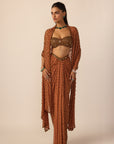 Metallic Copper Single Drop Skirt Set