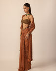Metallic Copper Single Drop Skirt Set