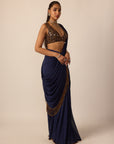 Deep Blue Georgette Tassel Saree