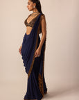Deep Blue Georgette Tassel Saree
