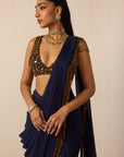 Deep Blue Georgette Tassel Saree