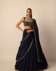 Deep Blue Single Drop Lehenga Set