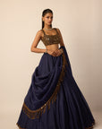 Deep Blue Tassel Dupatta Lehenga Set