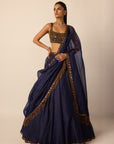 Deep Blue Tassel Dupatta Lehenga Set