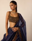 Deep Blue Tassel Dupatta Lehenga Set