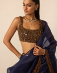 Deep Blue Tassel Dupatta Lehenga Set