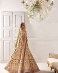 Ivory Hand Embroidered Lehenga With Two Mint Dupattas