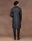 Black Micro Chevron Kurta Set | East