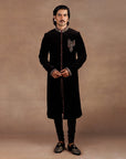 Black Velvet Sherwani Set