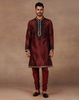 Burgundy Jamawar Kurta Set | East