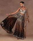Chocolate Brown Ombre Sharara Set