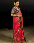 Red Bandhani Banno Saree Set