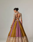 Green Multicolor Sequin Scatter Lehenga With V Neck Elbow Sleeve Blouse