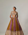 Green Multicolor Sequin Scatter Lehenga With V Neck Elbow Sleeve Blouse