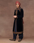 Navy Blue Velvet Sherwani Set | East