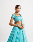 Mint Blue Single Tier Lehenga Set