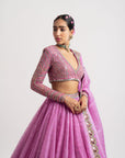 Dark Blush Silk Organza Lehenga Set