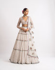 White Multi Tier Multi Color Lehenga Set