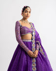 Purple Silk Organza Lehenga Set