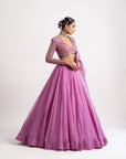 Dark Blush Silk Organza Lehenga Set