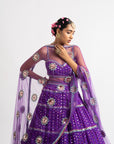 Purple Noodle Strap Multi Tier Lehenga Set
