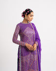 Purple Multi Embroidery Round Neck Kurta Set