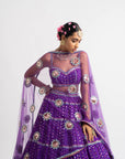 Purple Noodle Strap Multi Tier Lehenga Set