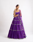 Purple Noodle Strap Multi Tier Lehenga Set