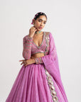 Dark Blush Silk Organza Lehenga Set