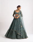 Mud Green Single Tier Lehenga Set